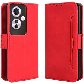 Etui z klapką do Oppo Reno 11F 5G, Card Slot, czerwone