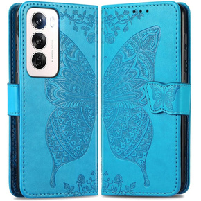 Etui z klapką do Oppo Reno 12, Butterfly, niebieskie