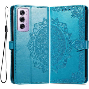 Etui z klapką do Oppo Reno 12, Mandala, niebieskie