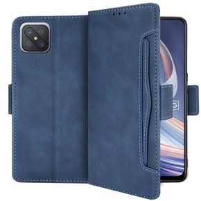 Etui z klapką do Oppo Reno 4 Z 5G, Card Slot, niebieskie