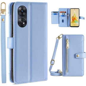Etui z klapką do Oppo Reno8 T 4G, Wallet Zipper Pocket, niebieskie