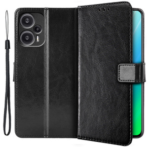 Etui z klapką do Poco F5 5G, Crazy Horse Wallet, czarne