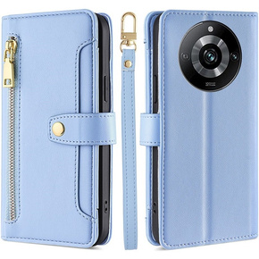Etui z klapką do Realme 11 Pro 5G / Pro+ 5G, Wallet Zipper Pocket, niebieskie