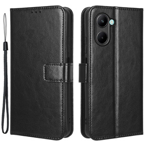 Etui z klapką do Realme C33, Crazy Horse Wallet, czarne