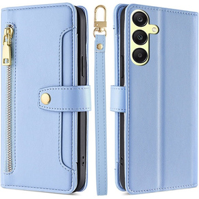 Etui z klapką do Samsung Galaxy A25 5G, Wallet Zipper Pocket, niebieskie