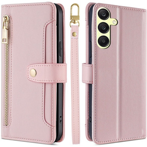 Etui z klapką do Samsung Galaxy A25 5G, Wallet Zipper Pocket, różowe