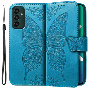 Etui z klapką do Samsung Galaxy M13, Butterfly, niebieskie