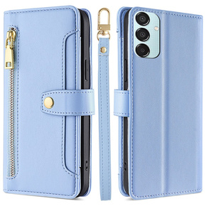 Etui z klapką do Samsung Galaxy M15 5G, Wallet Zipper Pocket, niebieskie