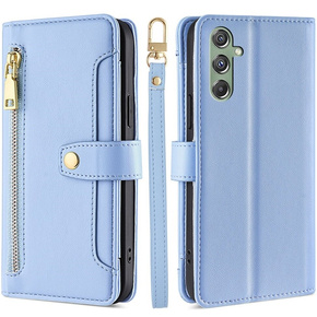 Etui z klapką do Samsung Galaxy M34, Wallet Zipper Pocket, niebieskie