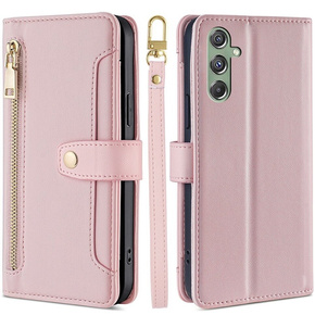 Etui z klapką do Samsung Galaxy M34, Wallet Zipper Pocket, różowe