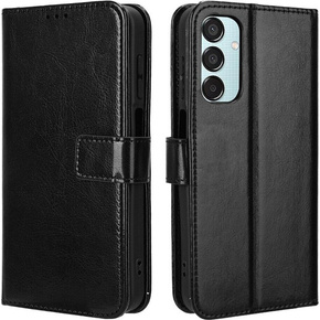 Etui z klapką do Samsung Galaxy M35, Crazy Horse Wallet, czarne