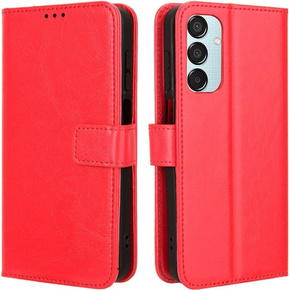 Etui z klapką do Samsung Galaxy M35, Crazy Horse Wallet, czerwone