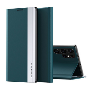 Etui z klapką do Samsung Galaxy S22 Ultra 5G, Side Magnetic, zielone