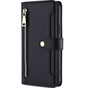 Etui z klapką do Samsung Galaxy S23, Wallet Zipper Pocket, czarne