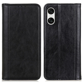 Etui z klapką do Sony Xperia 10 VI, Split Leather, czarne