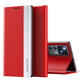 Etui z klapką do Xiaomi 12T / 12T Pro, Side Magnetic, czerwone