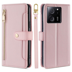 Etui z klapką do Xiaomi 13T / 13T Pro / Redmi K60 Ultra Wallet Zipper Pocket, różowe