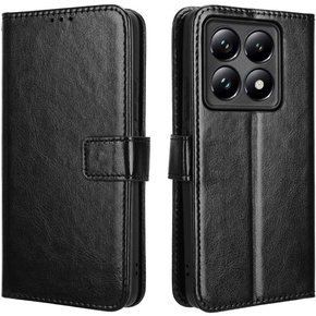 Etui z klapką do Xiaomi 14T, Crazy Horse Wallet, czarne