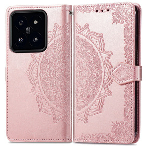 Etui z klapką do Xiaomi 14T, Mandala, różowe rose gold