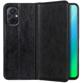 Etui z klapką do Xiaomi Poco M5 5G, Split Leather, czarne