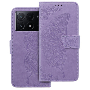 Etui z klapką do Xiaomi Poco X6 Pro 5G, Butterfly, fioletowe