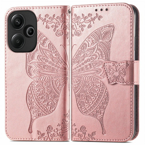 Etui z klapką do Xiaomi Redmi 13, Butterfly, różowe rose gold