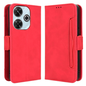 Etui z klapką do Xiaomi Redmi 13, Card Slot, czerwone