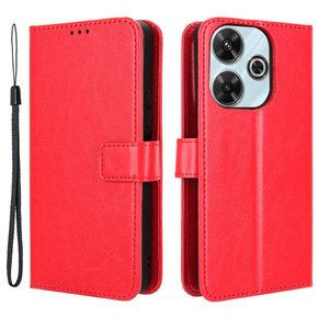 Etui z klapką do Xiaomi Redmi 13, Crazy Horse Wallet, czerwone