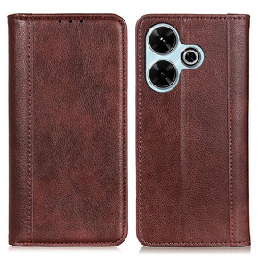 Etui z klapką do Xiaomi Redmi 13, Split Leather, brązowe