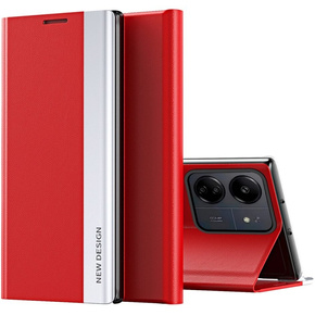 Etui z klapką do Xiaomi Redmi 13C / Poco C65, Side Magnetic, czerwone