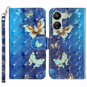 Etui z klapką do Xiaomi Redmi 13C / Poco C65, Wallet, Butterflies niebieskie