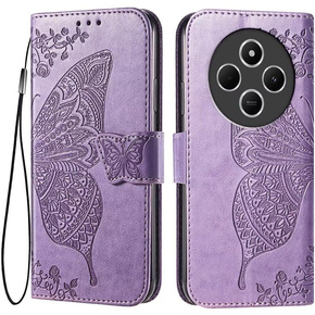 Etui z klapką do Xiaomi Redmi 14C, Butterfly, fioletowe