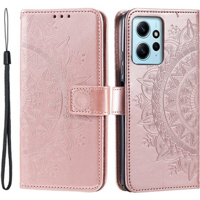 Etui z klapką do Xiaomi Redmi Note 12 4G, Mandala, różowe rose gold