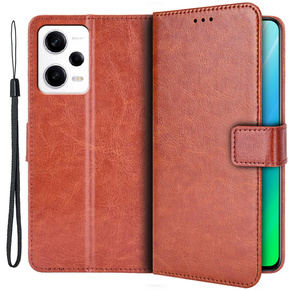 Etui z klapką do Xiaomi Redmi Note 12 5G / POCO X5 5G, Crazy Horse Wallet, brązowe