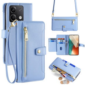Etui z klapką do Xiaomi Redmi Note 13 5G, Wallet Zipper Pocket, niebieskie