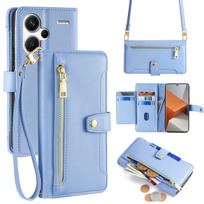 Etui z klapką do Xiaomi Redmi Note 13 Pro+, Wallet Zipper Pocket, niebieskie