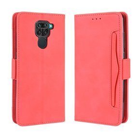 Etui z klapką do Xiaomi Redmi Note 9, Card Slot, czerwone