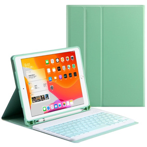 Etui z klawiaturą do iPad 10.2 7/8/9 gen 2019/2020/2021, Keyboard Cover Pen Slot, zielone