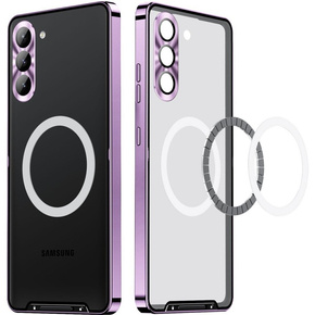 Etui z ochroną aparatu do Samsung Galaxy S23 FE, do MagSafe, przezroczyste / fioletowe