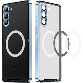 Etui z ochroną aparatu do Samsung Galaxy S23 Plus, CamShield MagSafe, przezroczyste / niebieskie