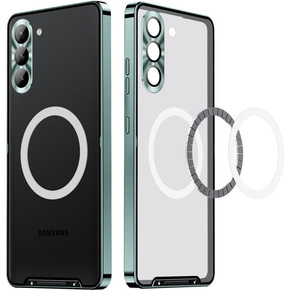 Etui z ochroną aparatu do Samsung Galaxy S23 Plus, CamShield MagSafe, przezroczyste / zielone