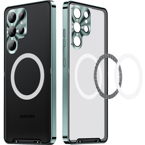 Etui z ochroną aparatu do Samsung Galaxy S23 Ultra, CamShield MagSafe, przezroczyste / zielone