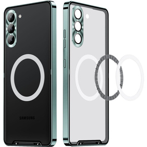Etui z ochroną aparatu do Samsung Galaxy S24+ Plus, do MagSafe, przezroczyste / zielone
