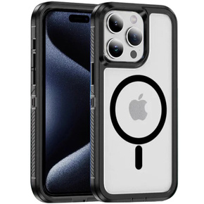 Etui z ramką do iPhone 15 Pro Max, do MagSafe, przezroczyste / czarne