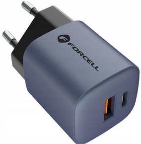 Forcell Ładowarka Sieciowa USB-A / USB-C 3A GaN 33W PD QC 4.0, szara