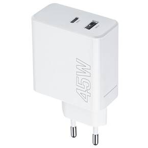 Maxlife Ładowarka sieciowa, 1x USB-C 1x USB-A, 45W, biała