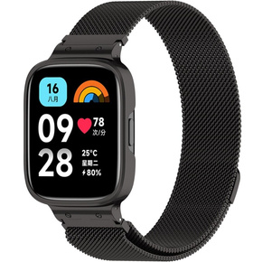 Pasek Bransoleta Milanese z Etui do Xiaomi Redmi Watch 3 Active, Czarny