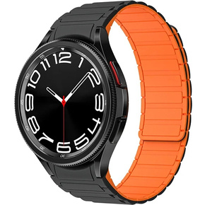 Pasek Magnetyczny do Samsung Galaxy Watch 4/5/6 40/42/43/44/45/46/47MM, Czarny/Pomarańczowy