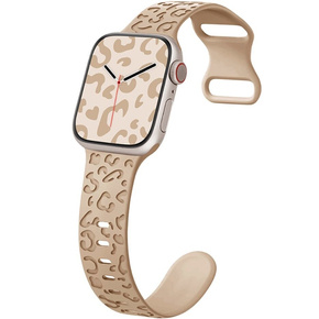 Pasek Silikonowy do Apple Watch 1/2/3/4/5/6/7/8/9/SE/ULTRA/ULTRA 2 42/44/45/49MM, Leopard, Jasnobrązowy