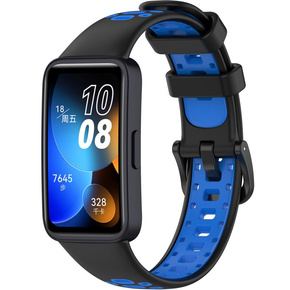 Pasek Silikonowy do Huawei Band 8 / Huawei Band 9, Czarny / Niebieski